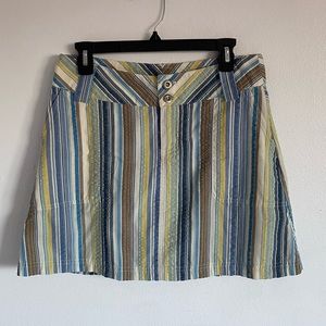 Patagonia Netty Skirt Blue/Brown/White Stripes Seersucker Size- 6